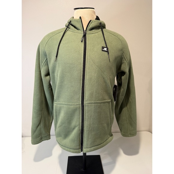 New Balance Other - New Balance Jacket Men's Small Green‎ Hooded Sherpa Lined Long Sleeve Full Zip